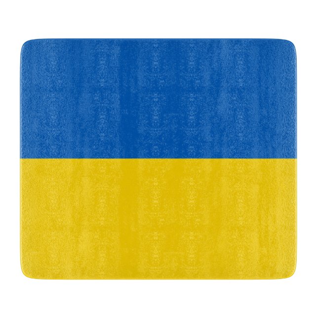 Styckningsbord av litet glas med ukrainska flagga (Framsidan)