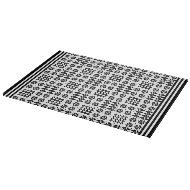 Styckningsbord: Welsh Tapestry Mönster, Black Whit (Hörn)