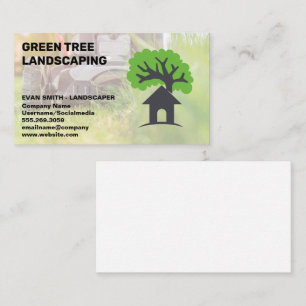 Styckningsgräs Träd Home Logotyp Visitkort