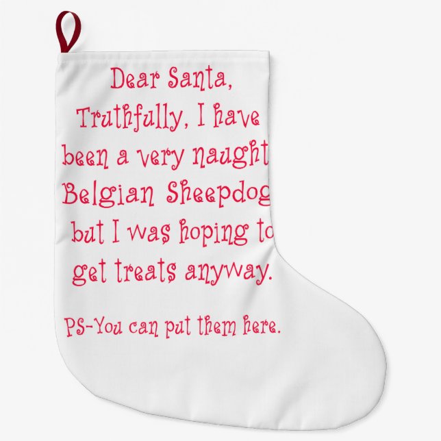 Stygg belgisk Sheepdog Stor Julstrumpa (Framsidan)
