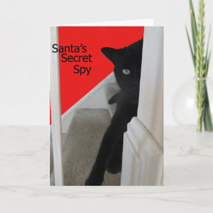 Stygg eller för Nice svart kattspion julkort Helgkort
