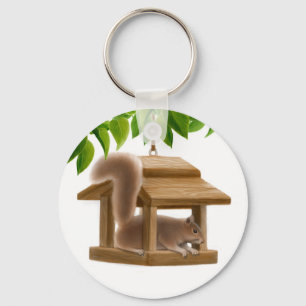 Stygg fågelförlagematareekorre Keychain Nyckelring