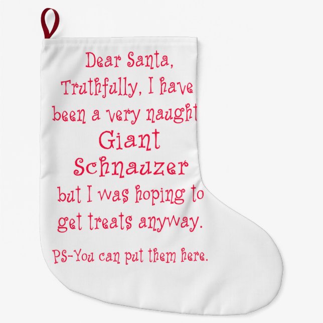 Stygg jätte- Schnauzer Stor Julstrumpa (Framsidan)
