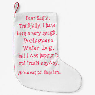 Stygg portugisisk vattenhund liten julstrumpa
