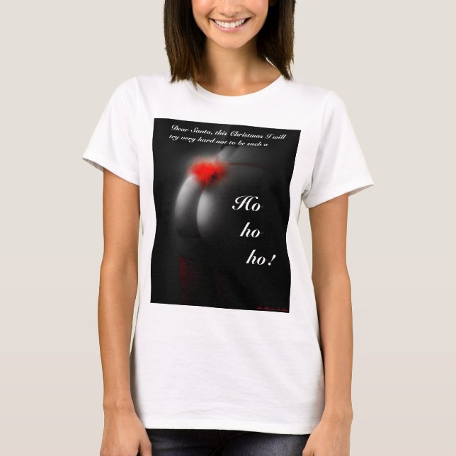 Stygg T-tröja för damer för julHo Santa skämt T Shirt (Framsida)