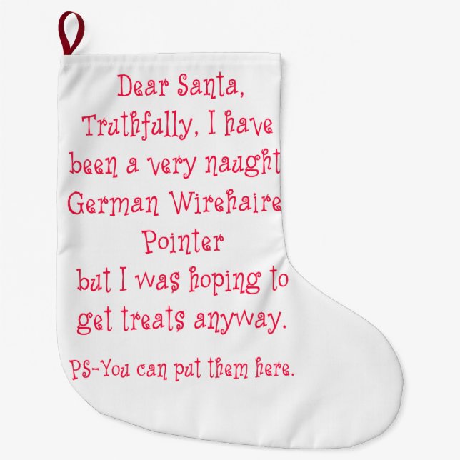 Stygg tysk Wirehaired pekare Stor Julstrumpa (Framsidan)
