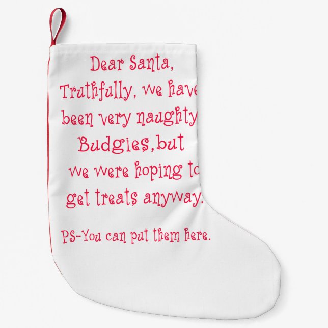 Stygga Budgies Liten Julstrumpa (Framsidan)