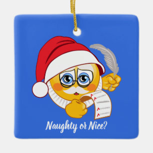 Stygga eller trevliga Santa listar den Emoji Julgransprydnad Keramik