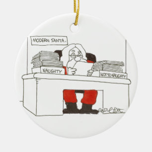 Stygga moderna Santa. Inte så styggt Julgransprydnad Keramik