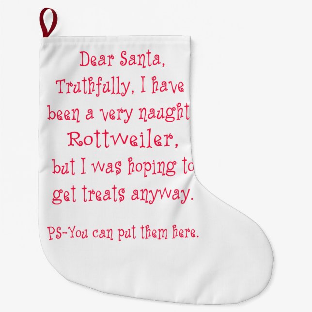 Stygga Rottweiler Stor Julstrumpa (Framsidan)