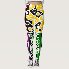 Styized Colorful Maori Kowhaiwhai mönster Leggings