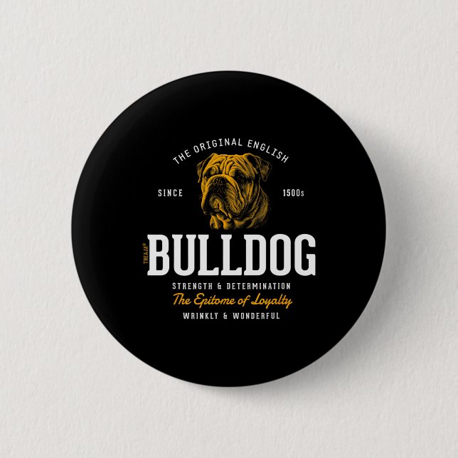Styld Retro English Bulldog Knapp (Framsida)
