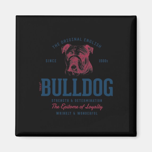 Styld Vintage English Bulldog Magnet (Framsidan)