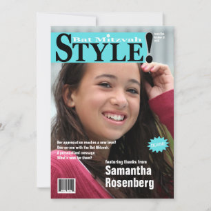 Style! Bat Mitzvah Magazine Tackkort Teal Tack Kort