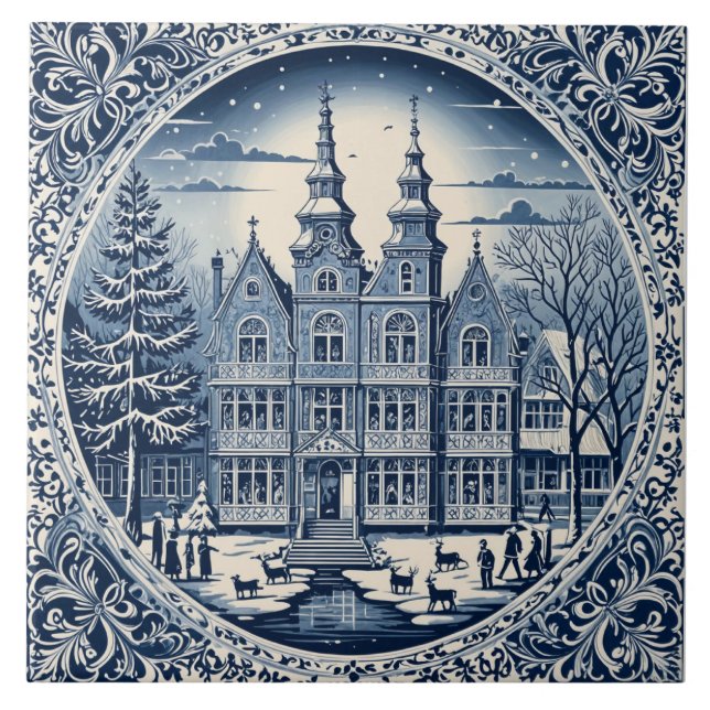 style delft hiver/Noël 1 Kakelplatta (Framsidan)