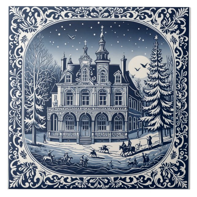 style delft hiver/Noël 2 Kakelplatta (Framsidan)