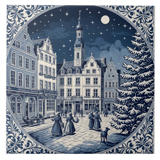 style Delft hiver/Noël 5 Kakelplatta (Framsidan)