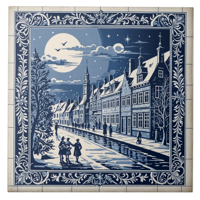 style Delft hiver/Noël 9 Kakelplatta (Framsidan)