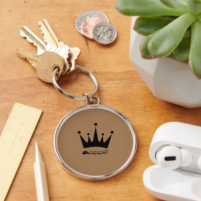 Style Premium Rund Drottning Text med Svart Krona Silverfärgad Nyckelring (Skrivbord)