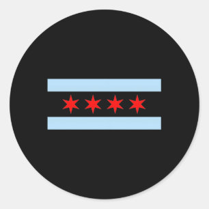 Styley Chicago Flagga Grått Small Runt Klistermärke