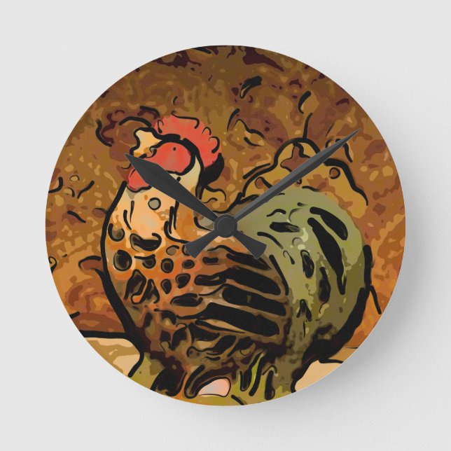 Stylin höna rund klocka (Framsida)