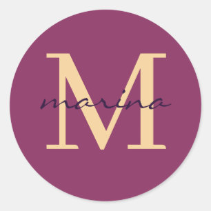 Stylis och personlig monogrammat runt klistermärke