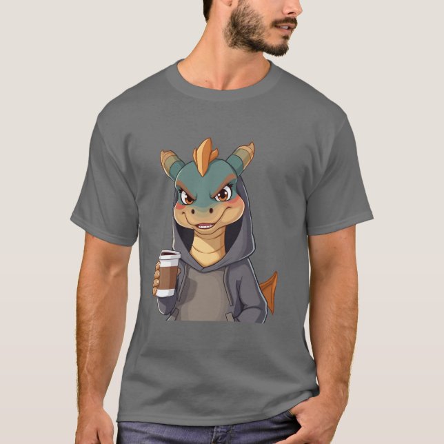 Stylischer Drache für Kaffeeliebhaber!  T Shirt (Framsida)