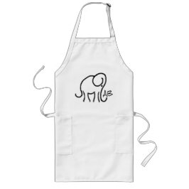 Stylised elefant med den svartvita monogramen långt förkläde