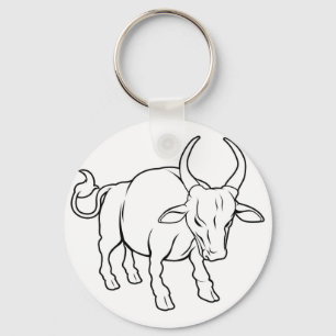 Stylised oxeillustration nyckelring
