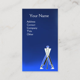STYLISERAD BLUE GOLFER,GOLF INSTRUKTOR MONOGRAM VISITKORT