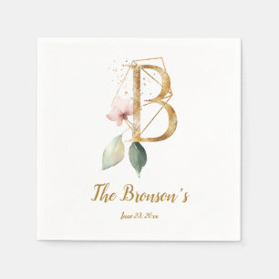 Styliserad Brev B Blommigt Bröllop Napkins Pappersservett
