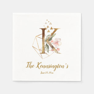 Styliserad Brev K Blommigt Bröllop Napkins Pappersservett