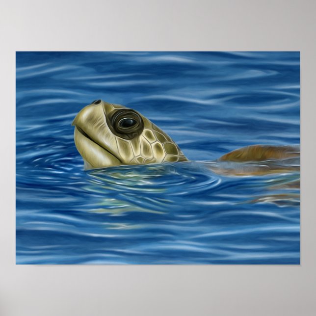 Styliserad brun Ridley Sea Turtle Poster (Framsidan)