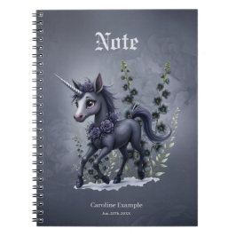 Styliserad enhörning i blommigtens finess anteckningsbok