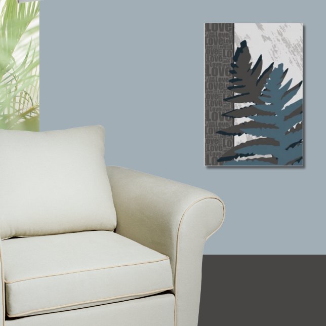 Styliserad Grått Fern Löv Poster (Stylized Gray Fern Leaf Poster)