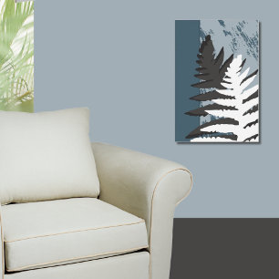 Styliserad Grått Fern Löv Poster