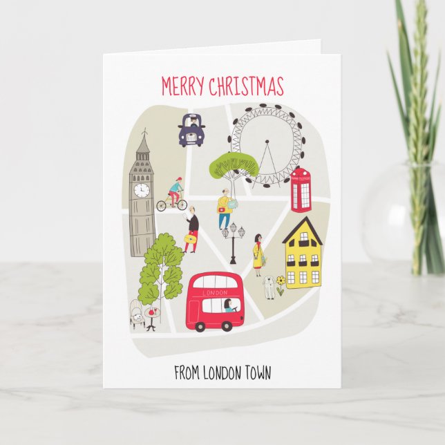 Styliserad Karta God jul från London Helgkort (Framsida)