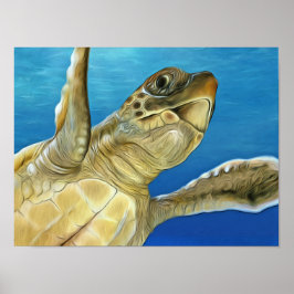 Styliserad loggerhead Sea Turtle Poster