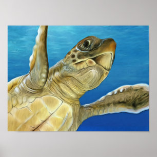 Styliserad loggerhead Sea Turtle Poster