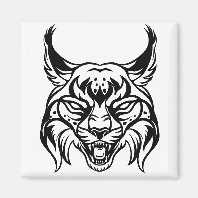 Styliserad porträtt av Bobcat Magnet (Framsidan)