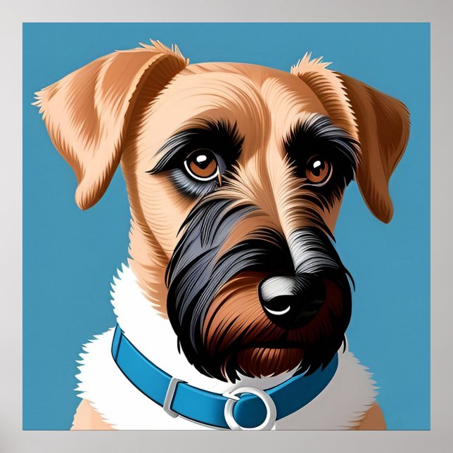 Styliserad Porträtt i Terrier Hund Poster (Framsidan)