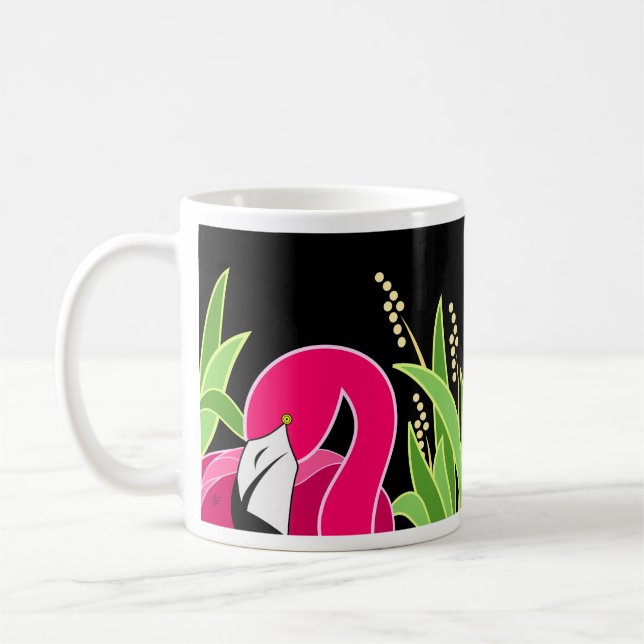 Styliserad Rosa Flamingo Bird Kaffemugg (Vänster)