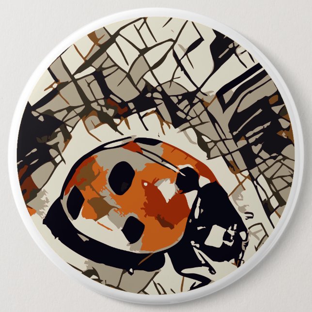 Styliserad teckning av en röd ladybug knapp (Framsida)