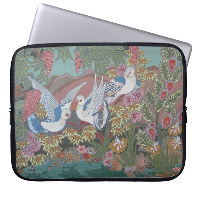 Styliserade duvor i Garden Laptop sleeve (Framsidan)