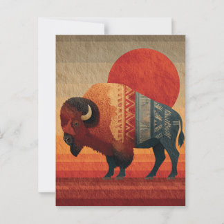 Styliserat Bison med Native American Mönster Vykort