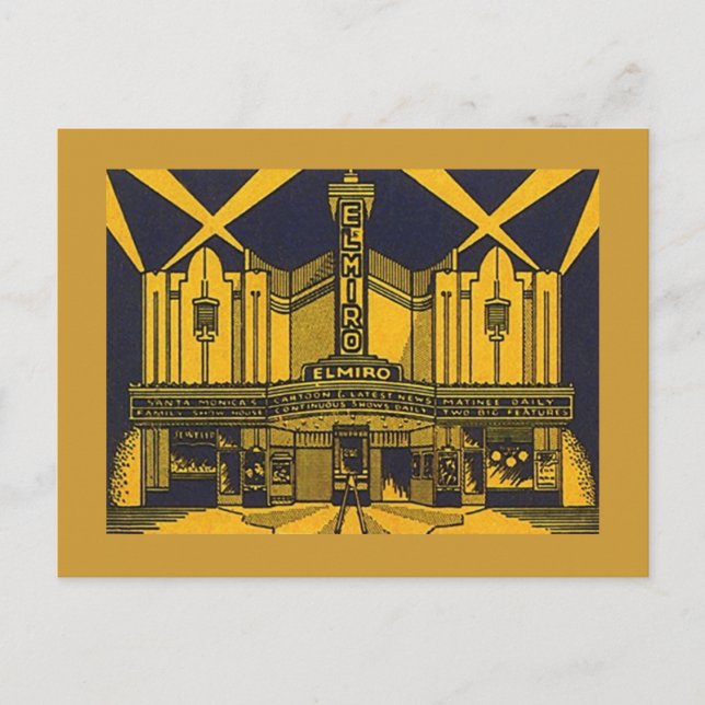 STYLISERAT EL MIRO THEATER SANTA MONICA CA-vykort Vykort (Framsida)