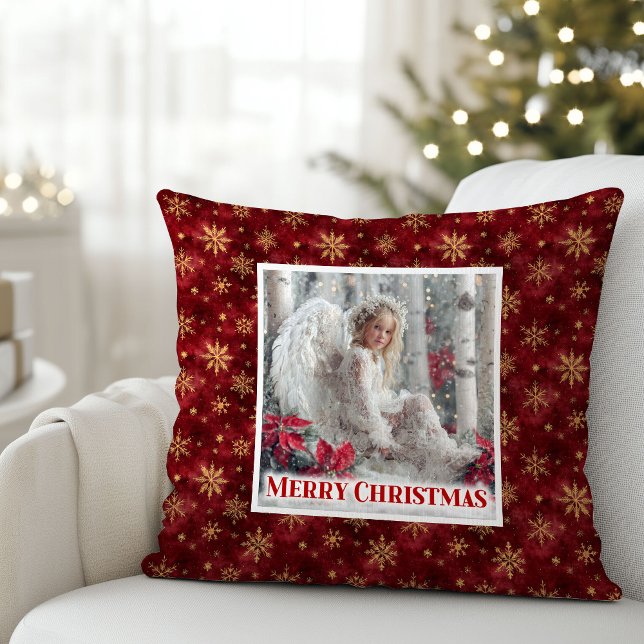 Stylish Angel Red Gold Custom Name Personalized  Kudde (Stylish Angel Red Gold Custom Name Personalized Christmas Pillow

)