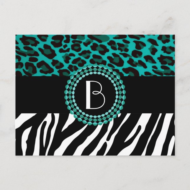 Stylish Animal Prints Zebra and Leopard Patterns Vykort (Framsida)