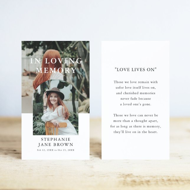 Stylish Arch 2 Photo Funeral Prayer Card Visitkort (Skapare uppladdad)