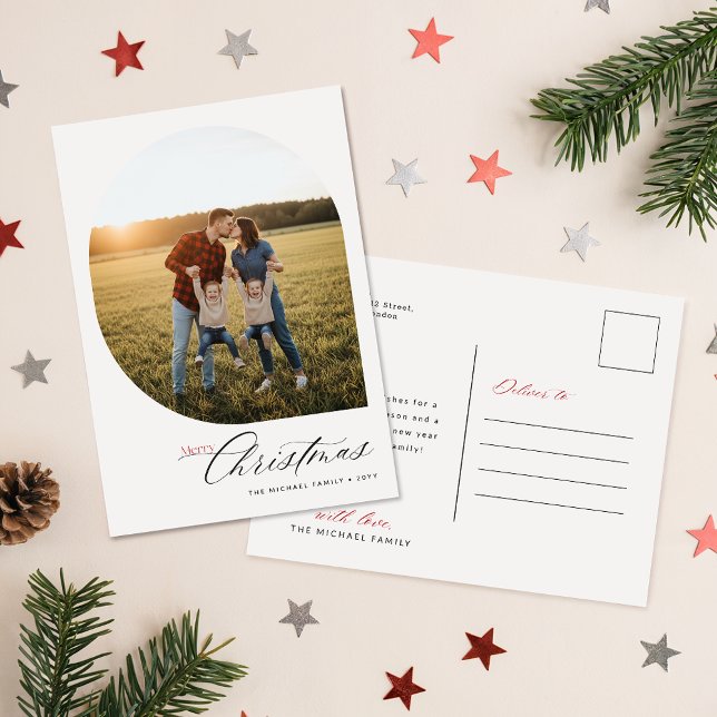 Stylish Arch Photo Christmas Holiday Postcard Helg Vykort (Skapare uppladdad)